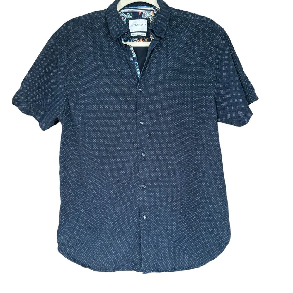 DENIM & FLOWER by Ricky Singh Men's Short Sleeve Button Down Shirt, Size L